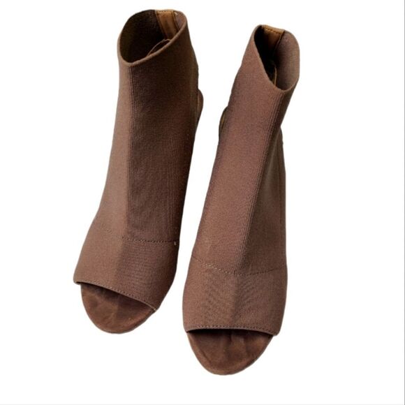 Steve Madden Booties Womens Size 8 Tan Open Toe Block Heel Ferris Boots - Picture 4 of 9